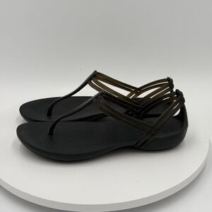 Crocs Women’s Size 6 Isabella T-Strap Sandals Dark Brown Jelly Thong